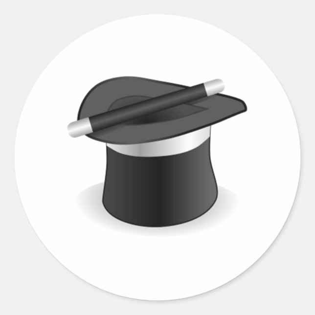 Magician Wand and Hat Classic Round Sticker (Front)