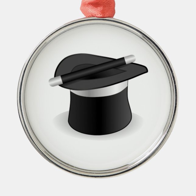 Magician Wand and Hat Metal Tree Decoration (Front)