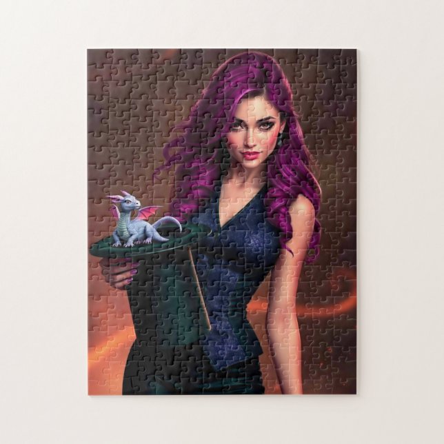 Magician with Tiny Dragon Jigsaw Puzzle (Vertical)