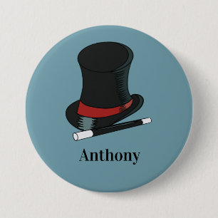 Magicians Hat and Magic Wand Personalised 7.5 Cm Round Badge