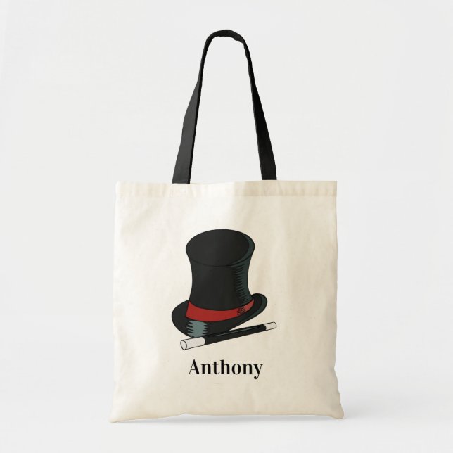 Magicians Hat and Magic Wand Personalised Tote Bag (Front)
