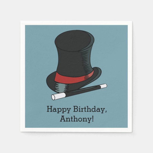 Magicians Hat Magic Show Birthday Party Napkin (Front)