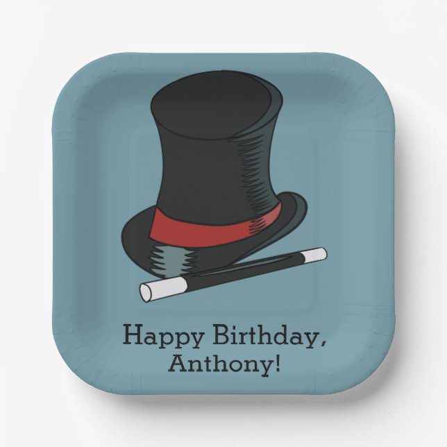 Magicians Hat Magic Show Birthday Party Paper Plate (Front)