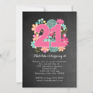 MAGNET 21st Birthday Party Chalkboard Floral