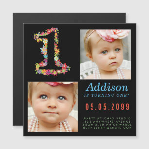 MAGNET Baby 1st Birthday Party Photo Card