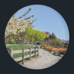 Magnet - backdrop of Walter's peak<br><div class="desc">This magnet features a photograph I have taken in Walter's Peak,  Queenstown,  New Zealand. The natural backdrop,  including trees and a mountain peak behind,  provides scenic photography.</div>