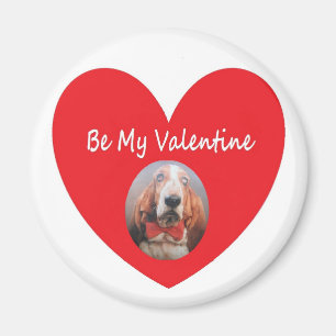 Magnet Basset Hound Heart Red Be My Valentine