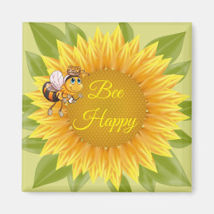 Magnet Bee Happy Bee Sunflower