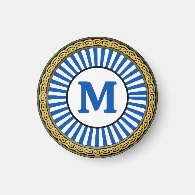 Magnet -  Blue Stripe - Personalised - Add Initial (Front)