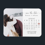 Magnet | Calendar Save the Date<br><div class="desc">This simple,   wedding save the date template features a clean,  modern design. Customise it with your information and make it uniquely yours! 

TO MOVE THE HEART> click personalise > scroll down > click "customise further".</div>