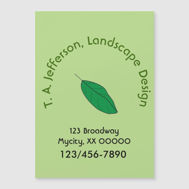 Magnet Card - Leaf with Curved Text (Front)