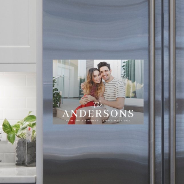 Magnet Christmas Card | Holiday Photo Magnetic (A sleek personalized Christmas photo magnet for timeless festive style)