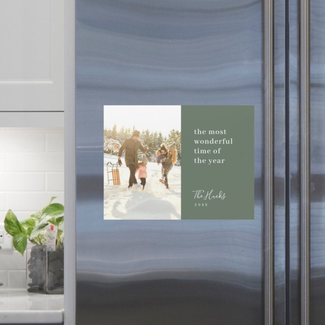 Magnet Christmas Card | Magnetic Holiday Photo (Share festive Scandi style with a modern Wonderful Time magnetic card by Guava)
