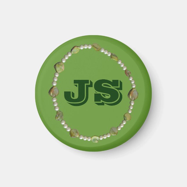 Magnet - Circle of Beads with Initials (Front)