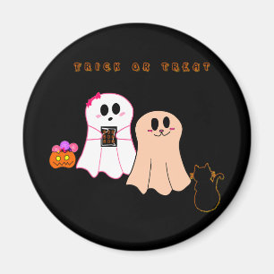 Magnet   Cute Baby Ghosts With Black Cat
