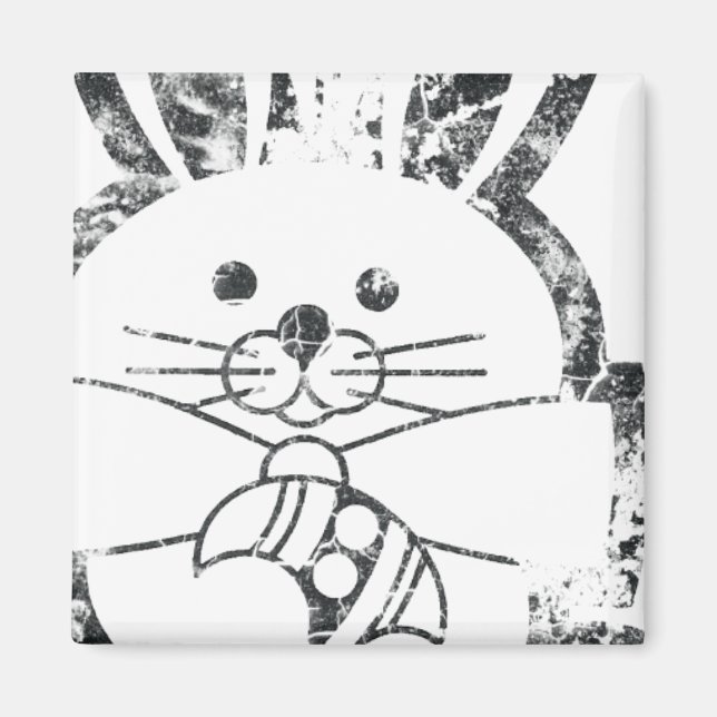 Magnet, Cute Grunge Easter Bunny, Customisable Magnet (Front)