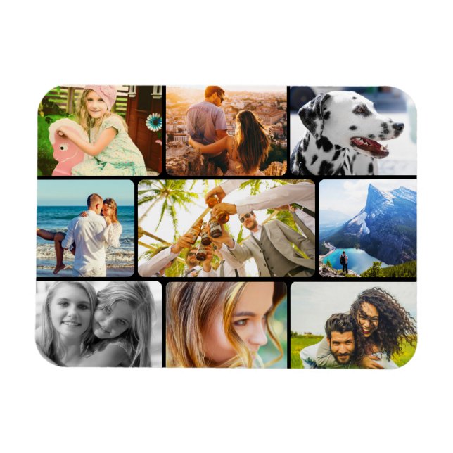 Magnet Flexible 9 Photo Template Rounded Collage (Horizontal)