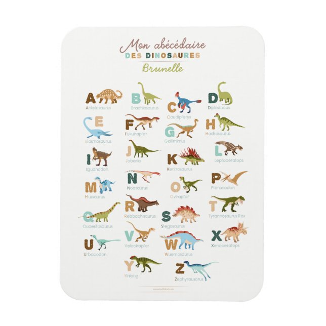 Magnet Frigo Abécédaire Dinosaures (Français) (Vertical)