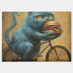 Magnet\Funny Blue Cat Riding Bicycle with Giant  Magnet