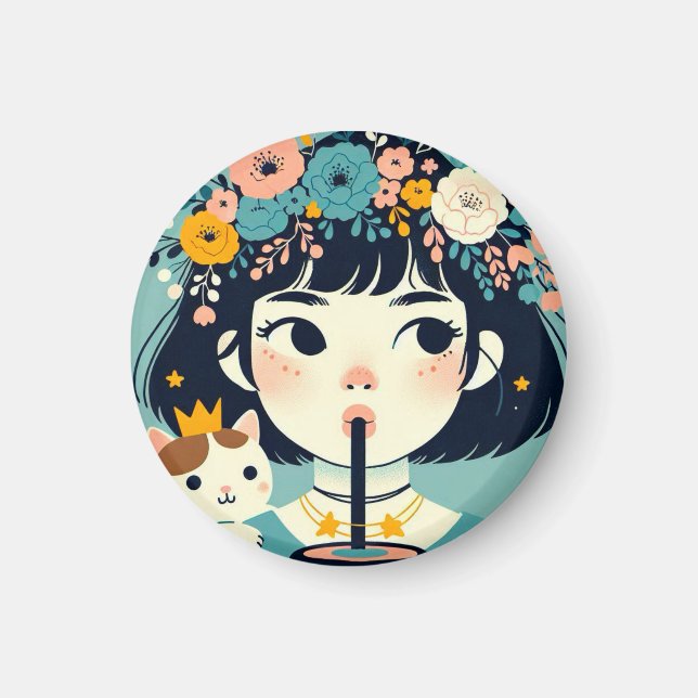 Magnet Girl at Bubble Tea" (Front)