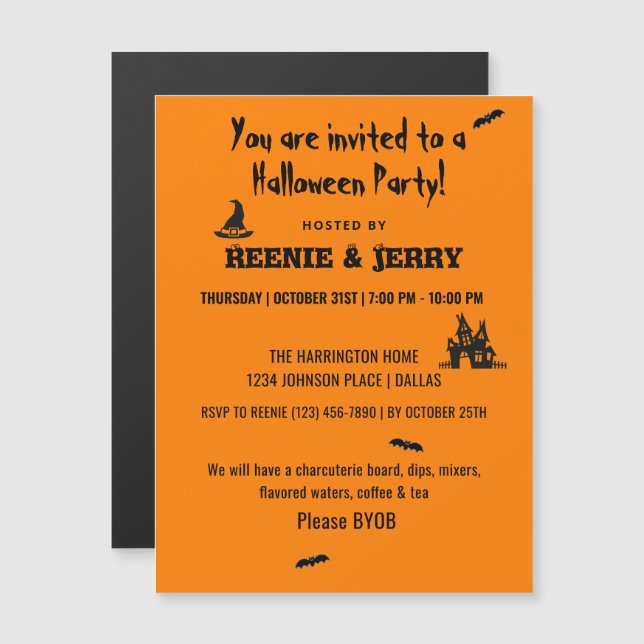 Magnet, Happy Halloween Fun Party Invitation (Front/Back)