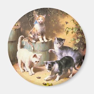 Magnet: "Kittens Playing with Beetles" Magnet