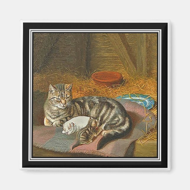 Magnet  - Mama Cat & Pup: "The Unexpected Guest" (Front)