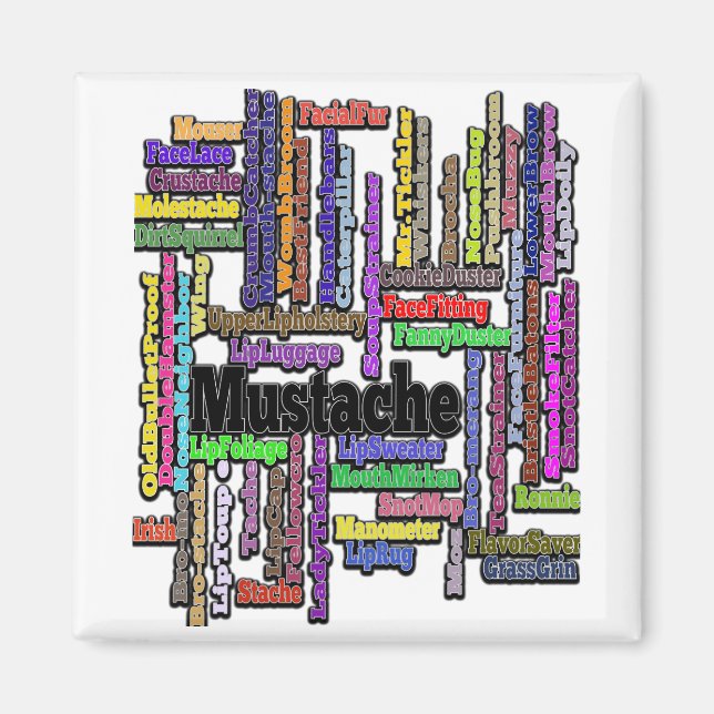 Magnet Moustache Moustache Text Fridge Refrigerato (Front)