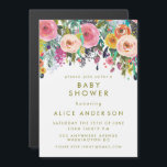 |MAGNET| Painted Floral Baby Shower Invite<br><div class="desc">Beautiful hand painted acrylic flowers shrubs, branches and leaves making a gorgeous draping top border graphic. Trendy, modern and unique baby shower magnetised invitation so your guests can easily slap it on the fridge and keep it there as a pretty reminder of your big day. Floral painted design features pink...</div>