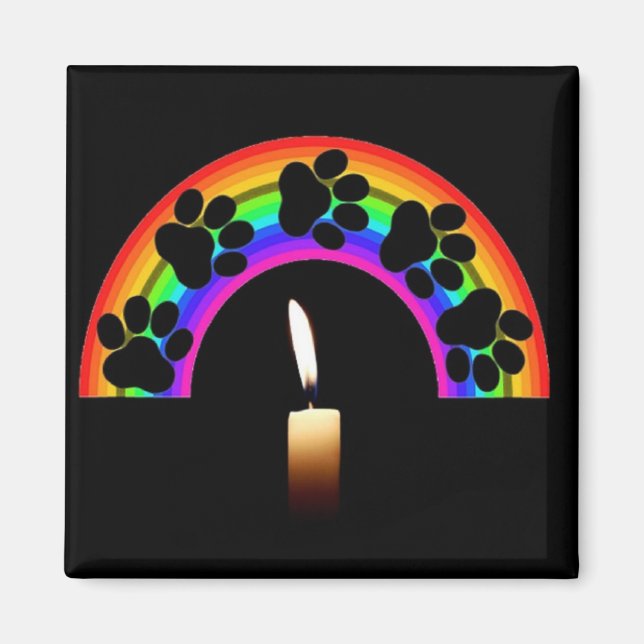 Magnet Paws On A Rainbow With Candle (Front)