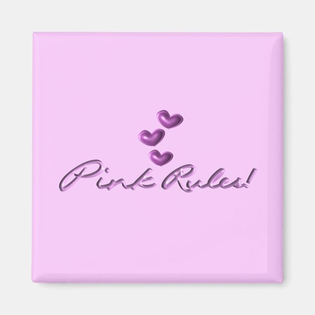 Magnet - Pink Rules 3 Hearts (Front)