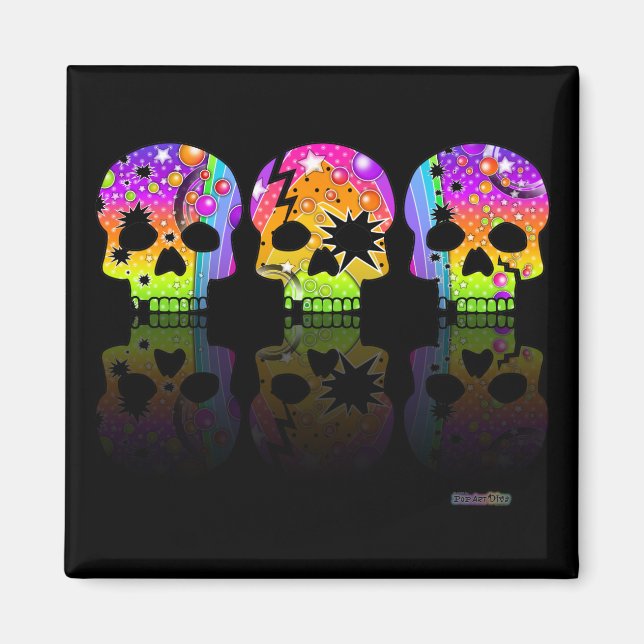 MAGNET -  POP ART SKULLS (Front)