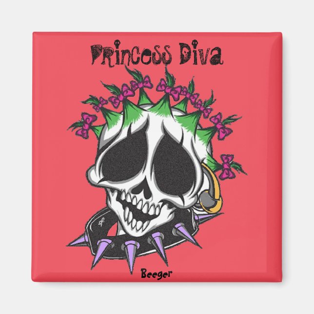 Magnet- Princess Diva Skull Magnet (Front)