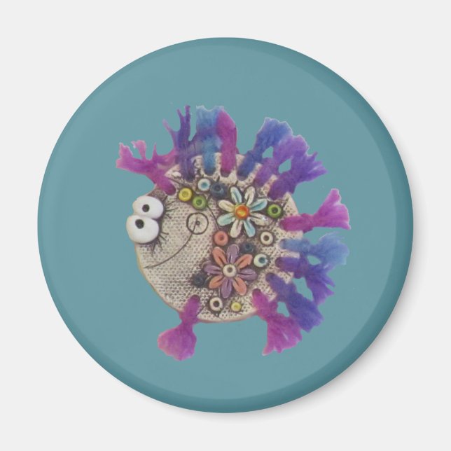 Magnet - Purple Yarn Fish - Baby (Front)
