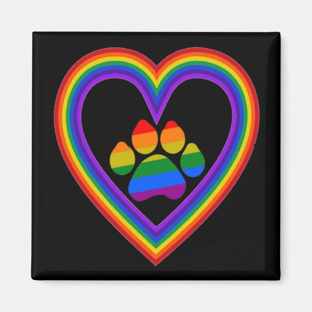 Magnet Rainbow Heart With Paw (Front)
