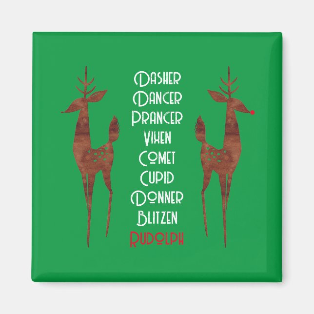 Magnet -  Santa's Reindeer -Rudolph  (Front)