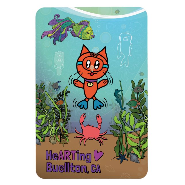 Magnet - Scuba Cat - Buellton.Art  (Vertical)