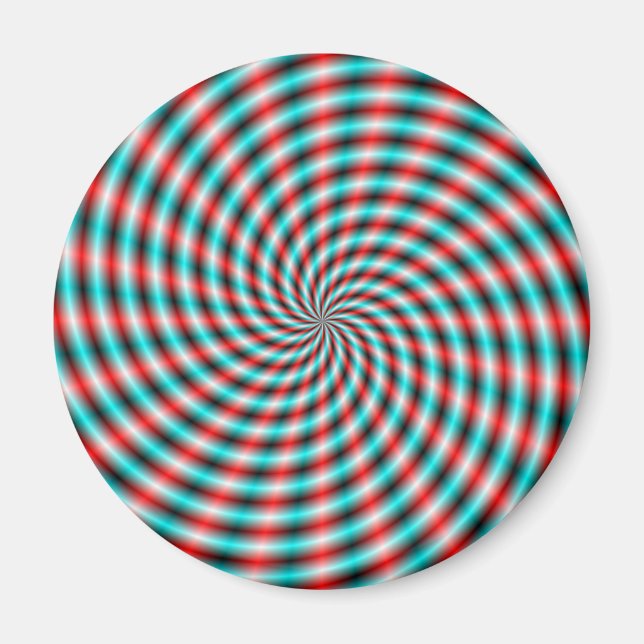 Magnet  Turquoise and Red Spiral Rays (Front)