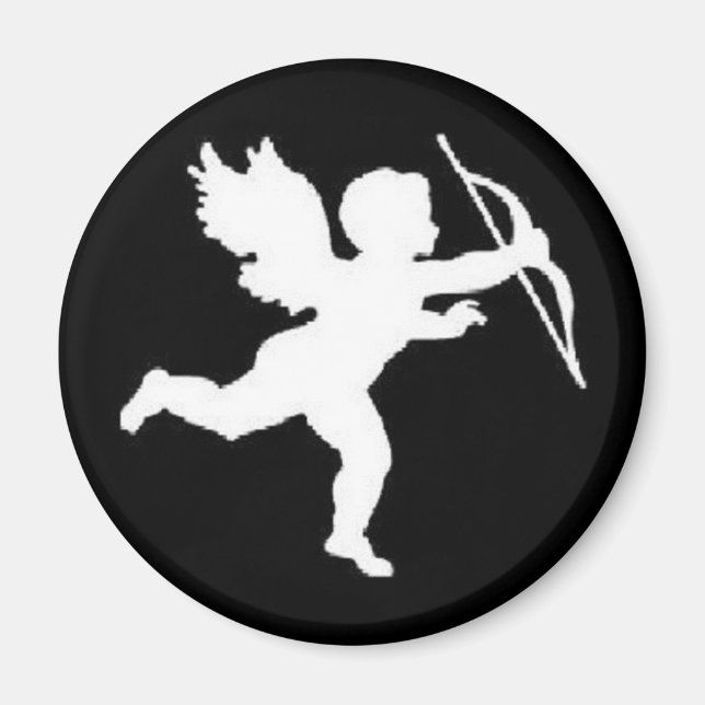 Magnet White Cupid On Black (Front)