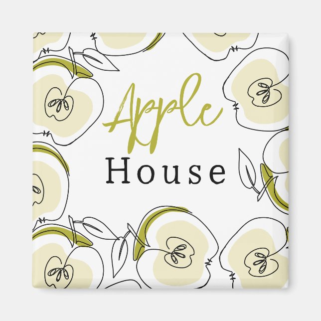 Magnet with a pattern apple drawn. (Front)