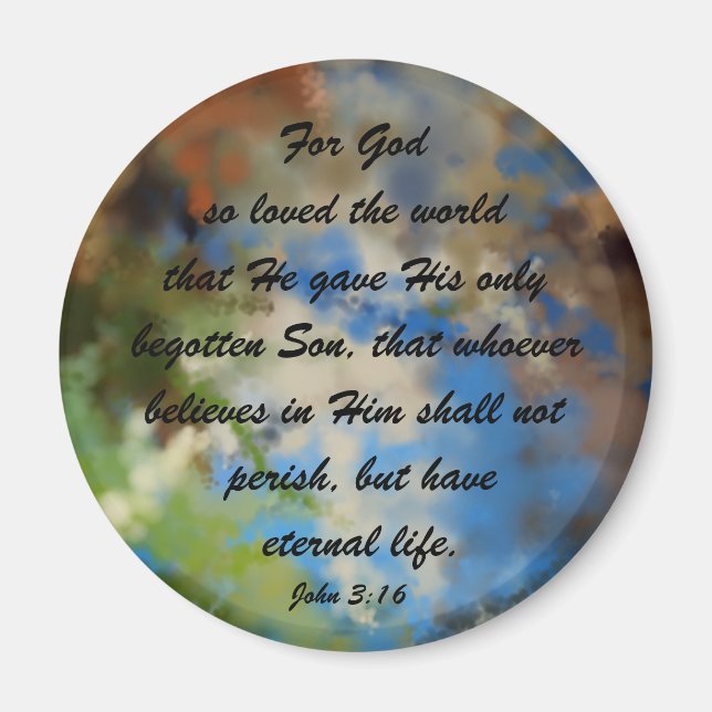 Magnet with bible verse John 3:16 (Front)