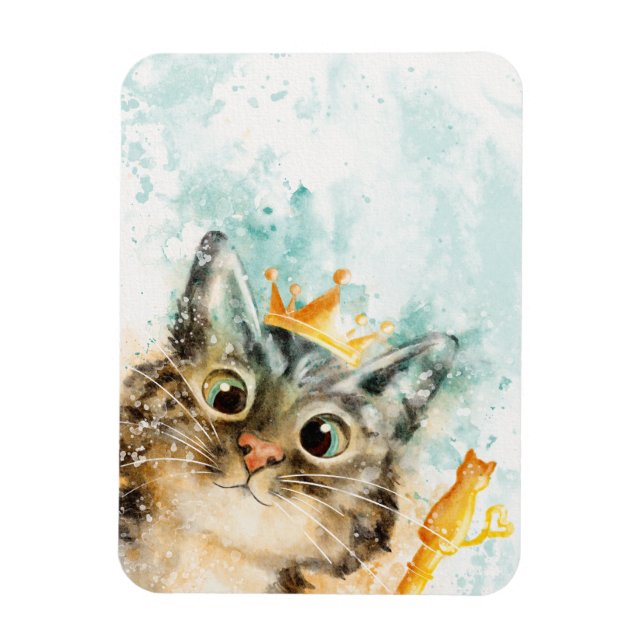Magnet with cat and scepter and crown (Vertical)