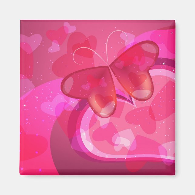 Magnet with decorative shining valentine butterfly (Front)
