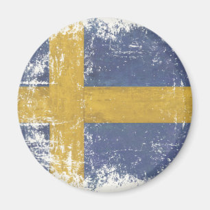 Magnet with Dirty Vintage Flag from Sweden