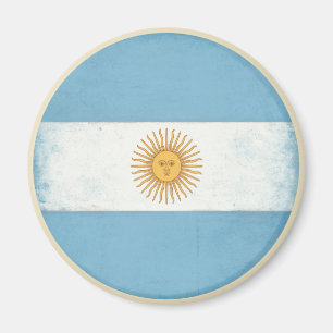 Magnet with Distressed Vintage Flag from Argentina