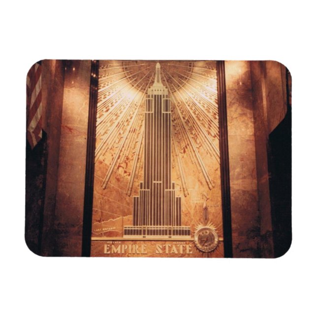 Magnet with Empire State Building Plaque Photo (Horizontal)
