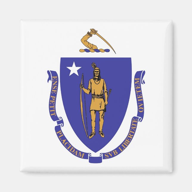 Magnet with Flag of  Massachusetts State - USA (Front)