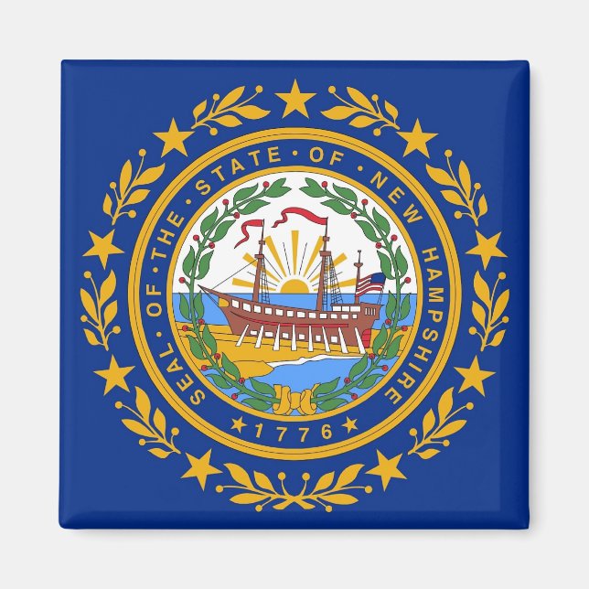 Magnet with Flag of  New Hampshire State - USA (Front)