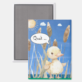 Magnet with small duck in reeds by lake