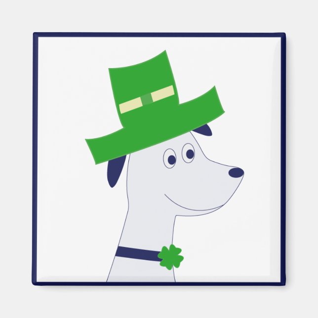 Magnet with St. Patrick's Day dog and clover (Front)